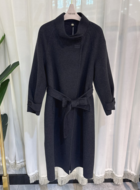 5666时尚双面羊毛大衣女长款立领系带气质百搭2025冬季专柜正品