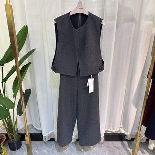 6A0813时尚套裤女马甲上衣裤子两件套韩版简约2026春季专柜同款