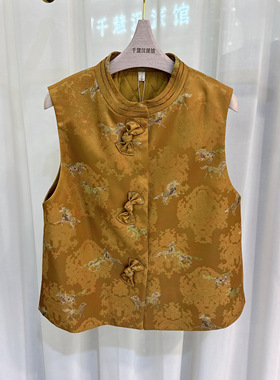 YAM-6A159时尚国风马甲女气质显瘦百搭印花2026春季专柜同款