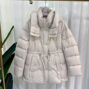 专柜正品 连帽90白鸭绒收腰显瘦2025冬季 羽绒服女中长款 25D535时尚