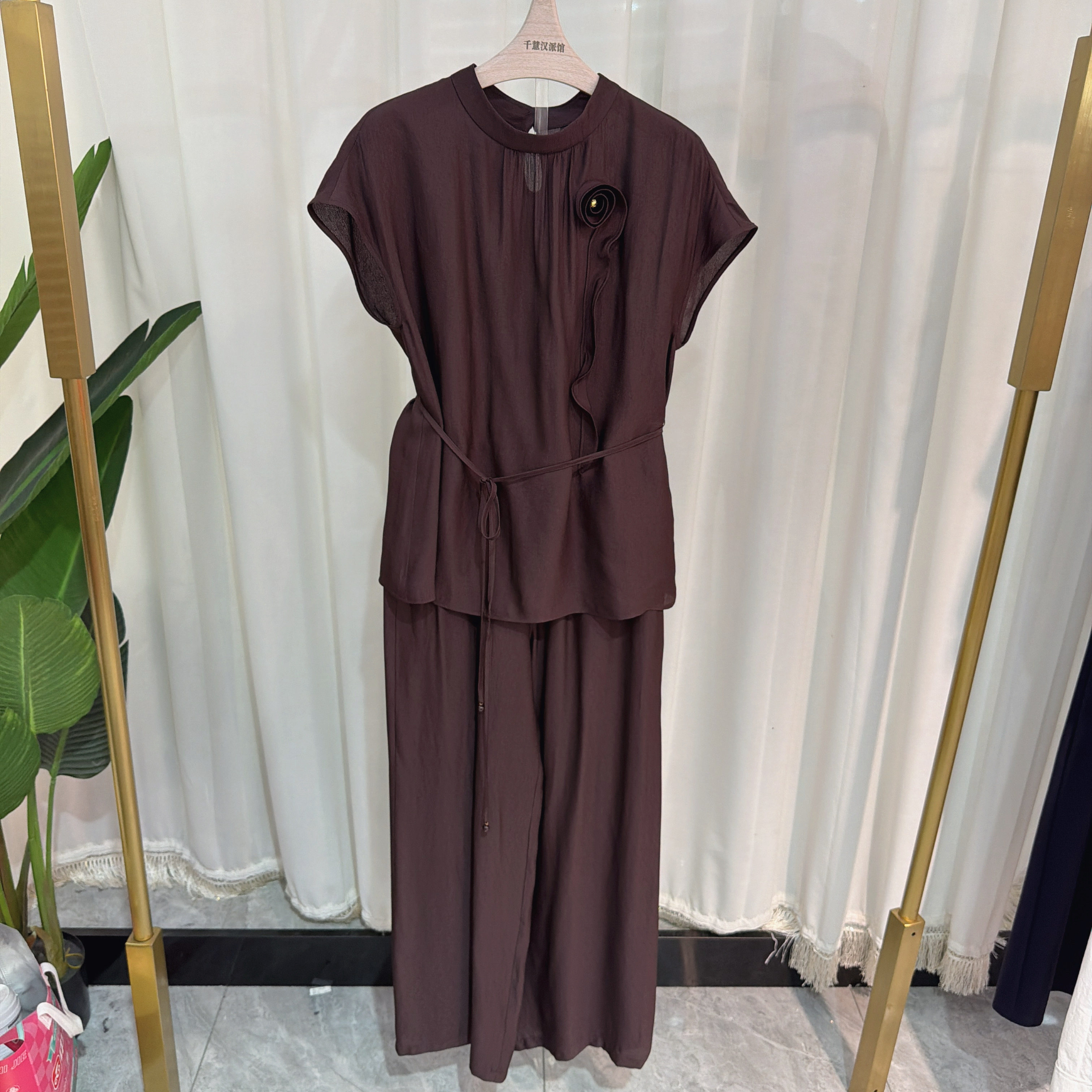 K26T289时尚套裤女系带上衣裤子两件套气质洋气2026夏季专柜同款
