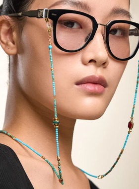 国风转运新中式天然松石眼镜链