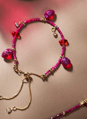 丝己设计天然红宝石叠戴转运手链