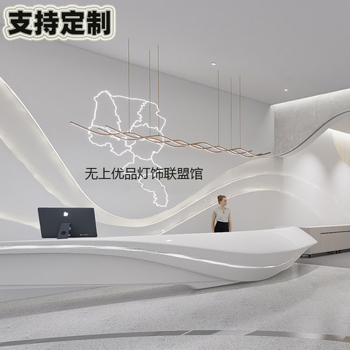 餐厅吊灯餐桌灯长条吧台灯定制2米2.5米3米轻奢茶室前台办公灯具