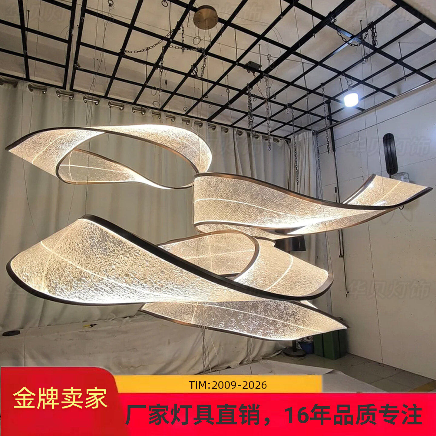 酒店大堂客厅别墅中空轻奢简约圆环吊灯复式楼楼梯间餐厅创意灯具