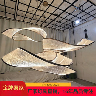 酒店大堂客厅别墅中空轻奢简约圆环吊灯复式楼楼梯间餐厅创意灯具