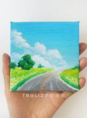 原创手绘田园风桌面摆件油画