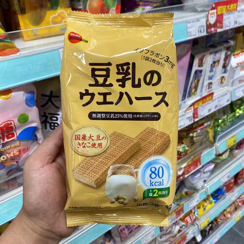 日本进口波路梦豆乳威化饼干
