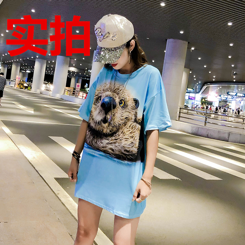 ʵÅÄ ¶ÌÐäÔ²ÁìÖг¤¿îtÐô3DȤζ¿¨Í¨ÊýÂëÓ¡ÔúȾÇé´óÂëÅ®×°´òµ×ÉÀ
