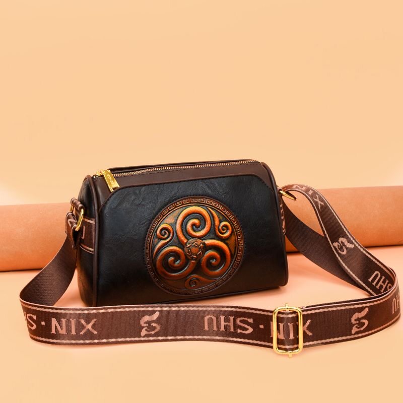 高级感复古国风包包女2025新款真皮质感多层单肩斜挎大容量枕头包