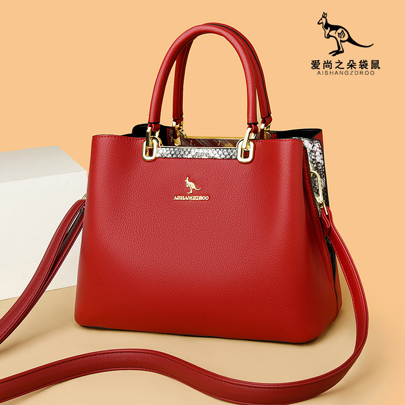 品牌真皮质感女士大容量手提托特包百搭中年妈妈单肩包休闲斜挎包