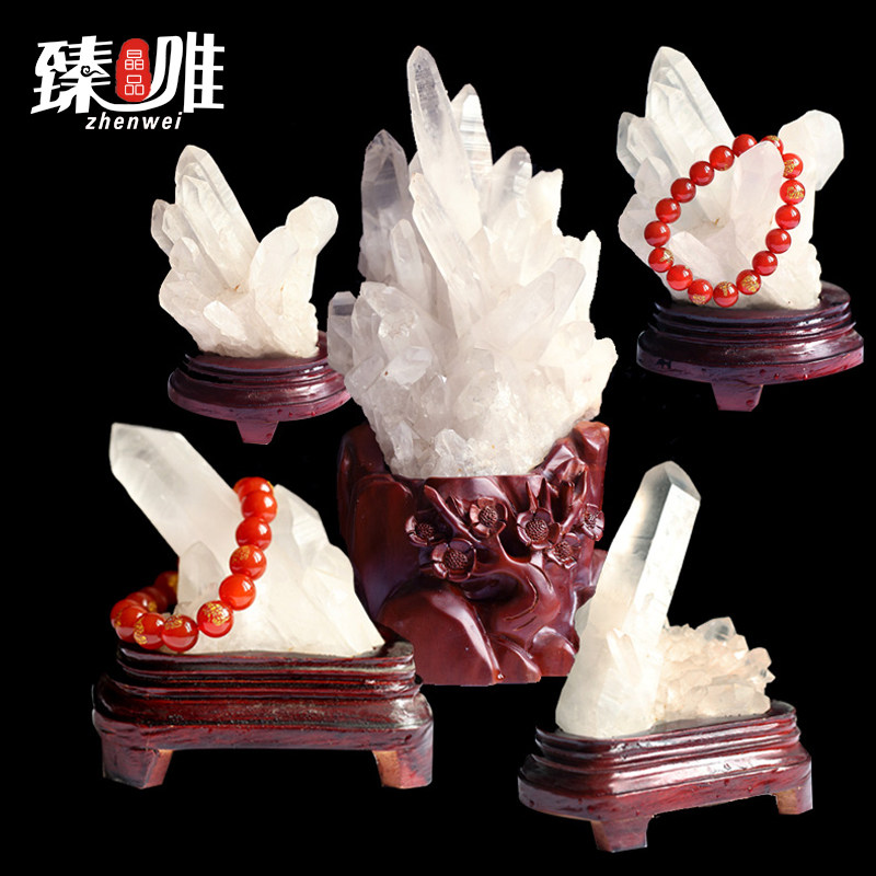 臻唯天然白水晶簇水晶柱天然水晶原石摆件天然奇石矿石标本摆件