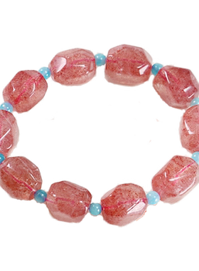 天然粉色手串饰品礼物冰种草莓晶