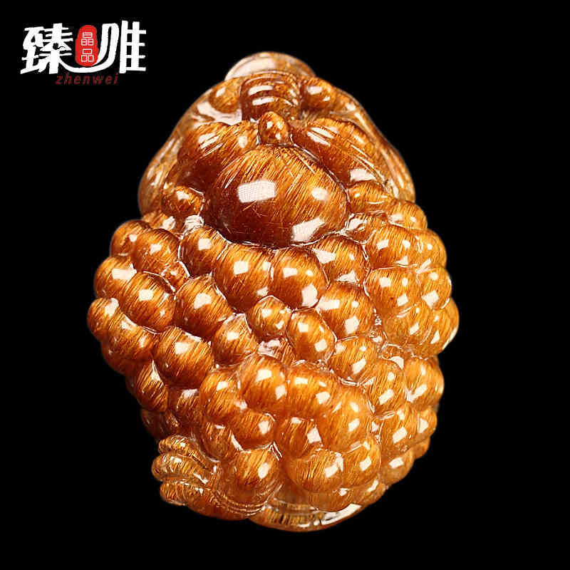 臻唯高端收藏系顺发精雕猫眼铜钛晶三角金蟾吊坠男女款项链送证书