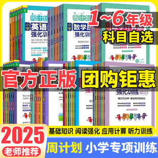 周计划小学语文英语阅读听力强化训练100篇数学计算题应用题一二三四五六年级人教版 2025新版 小学生教材同步阅读理解专项每日一练