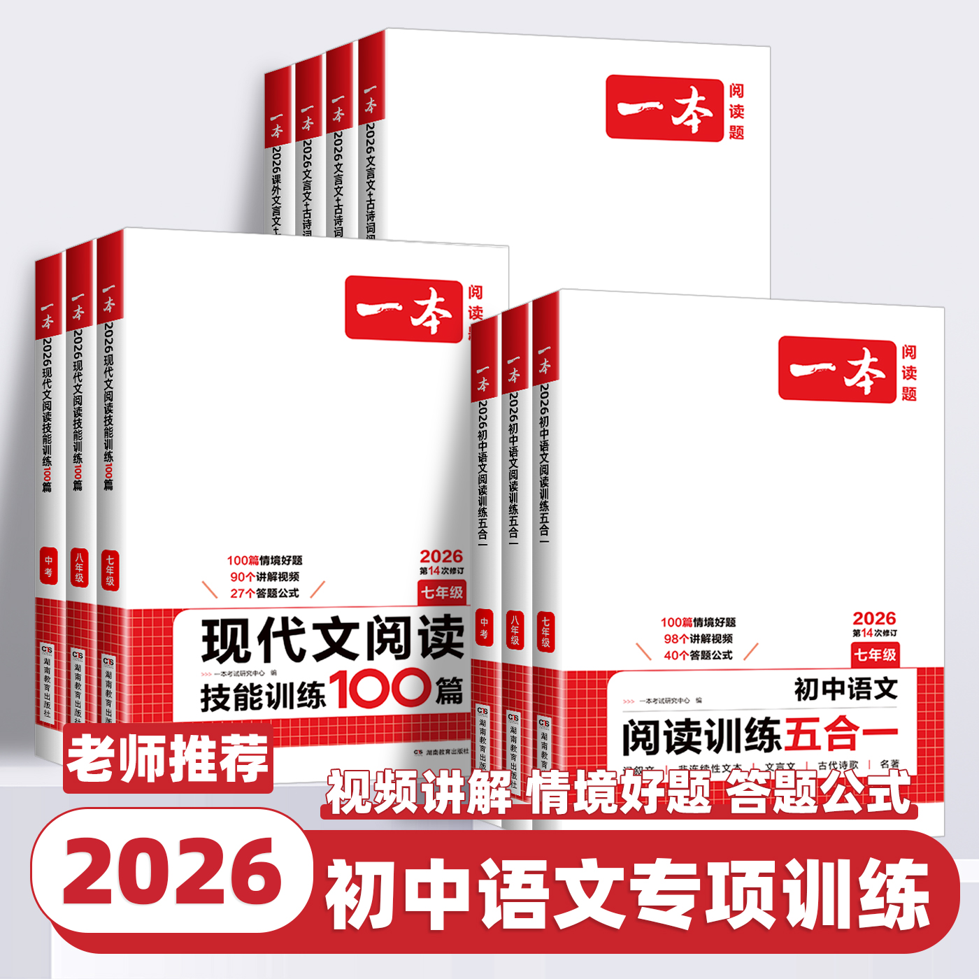 2026版一本七八九年级中考语文现代文阅读技能训练100篇五合一文言文古诗文人教版初中生初一二三课外阅读理解专项训练册总复习书