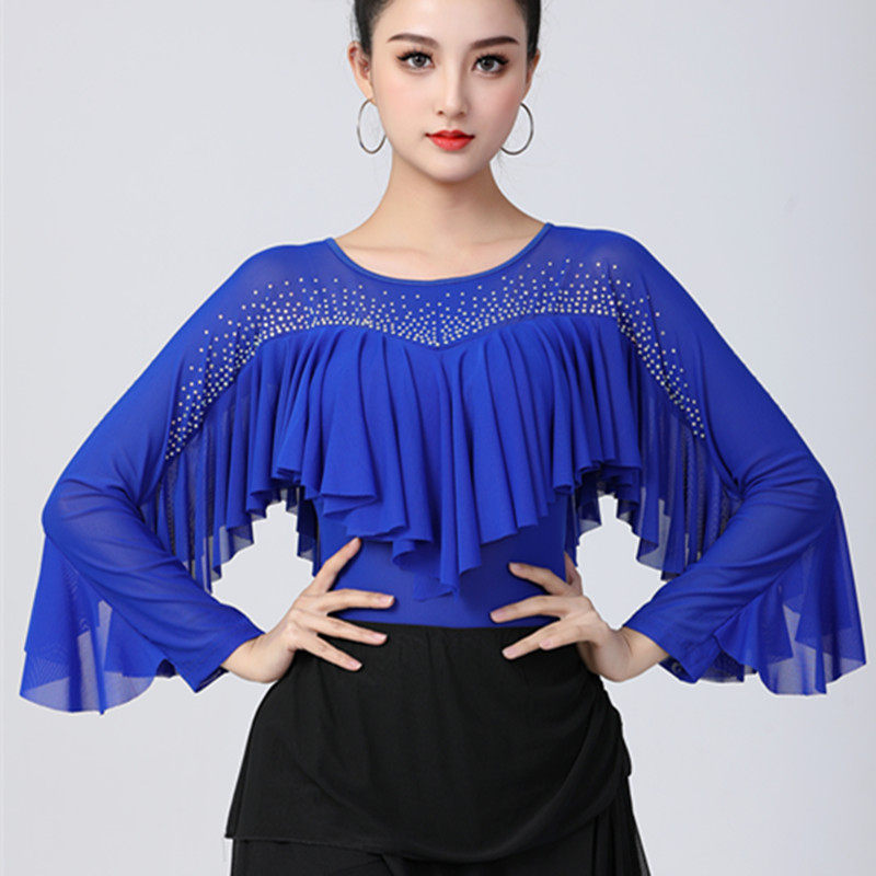 舞衣女长袖果果不不水兵舞服装时尚新款跳舞上衣吉特巴舞蹈服红色