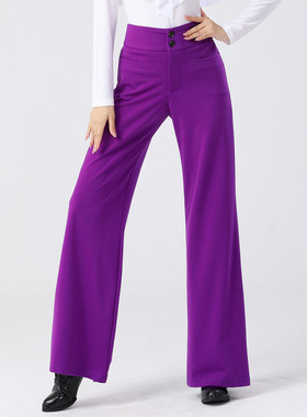 广场舞裤子果果不不水兵舞裤舞蹈裤女长裤薄紫色夏季跳舞裤休闲裤