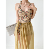 金珠泳衣女士连体2023新款 显瘦遮肚小胸保守泡温泉度假游泳衣 爆款