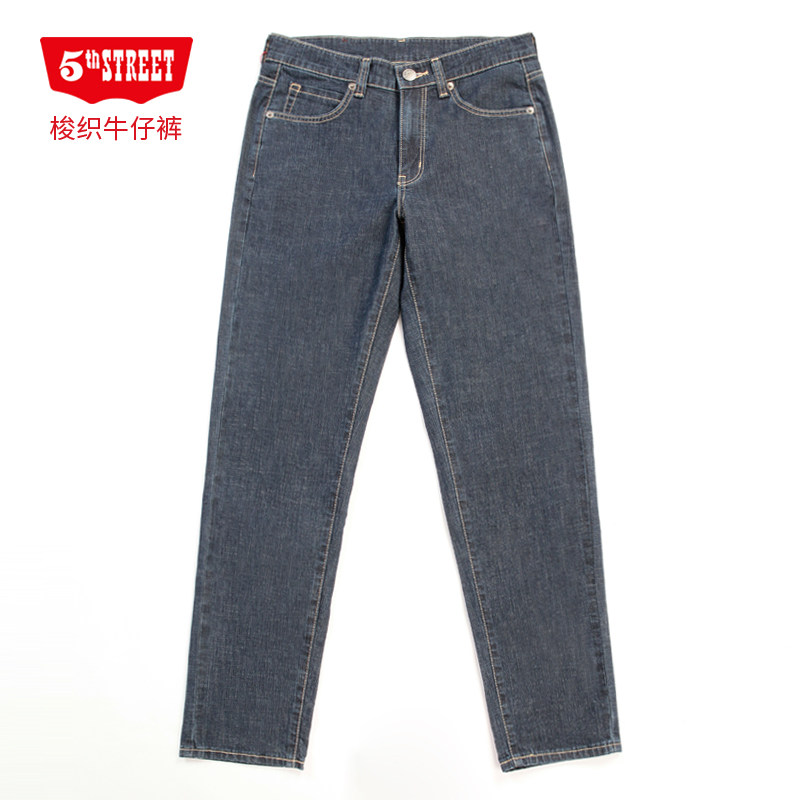第五街新款复古休闲牛仔裤男装宽松直筒梭织长裤315057-203m3