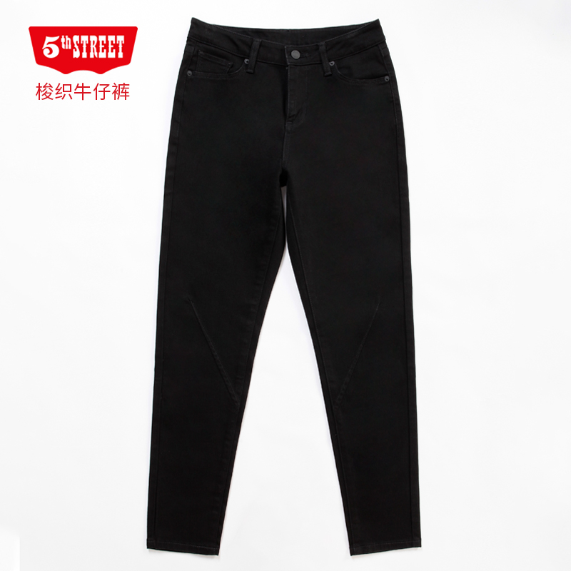 第五街5th street女装中腰修身简约时尚小脚牛仔裤115386-213M0