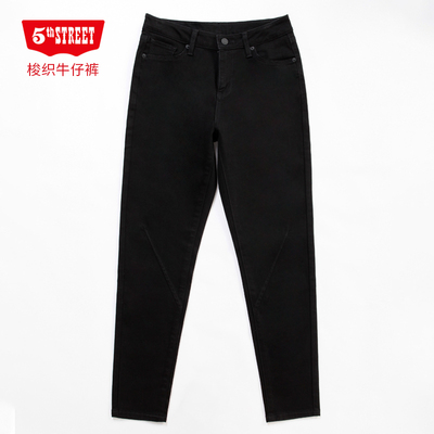 第五街5th street女装中腰修身简约时尚小脚牛仔裤115386-213M0