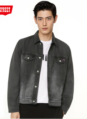 第五街春秋季男装牛仔外套时尚新款青年潮流夹克350553-221