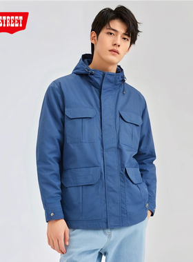 第五街5th street秋季男装宽松休闲连帽外套潮流上衣650321-173