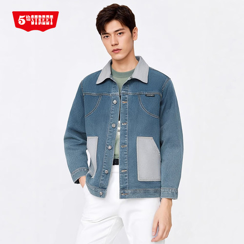第五街5th street新款男装牛仔夹克复古时尚宽松外套350331-231