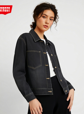 第五街5th street宽松短款女装牛仔夹克韩版复古外套350310-231