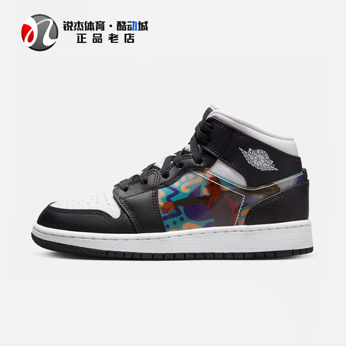 耐克Nike黑白闪卡女子大童篮球鞋