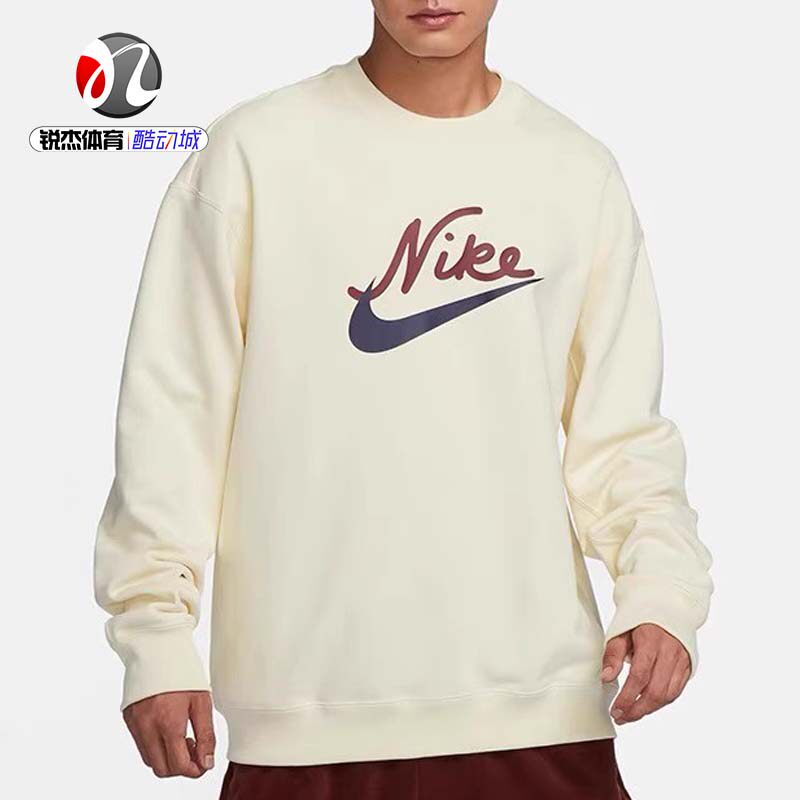 耐克Nike男子运动休闲印花圆领针织透气套头衫卫衣FV9513-113 555
