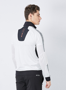 EVS跑步运动外套男 春夏高领白色男士健身服潮立领透气速干衣长袖
