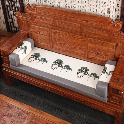 中式红木沙发坐垫可拆洗防滑罗汉床实木三人海绵四季座垫套罩定做