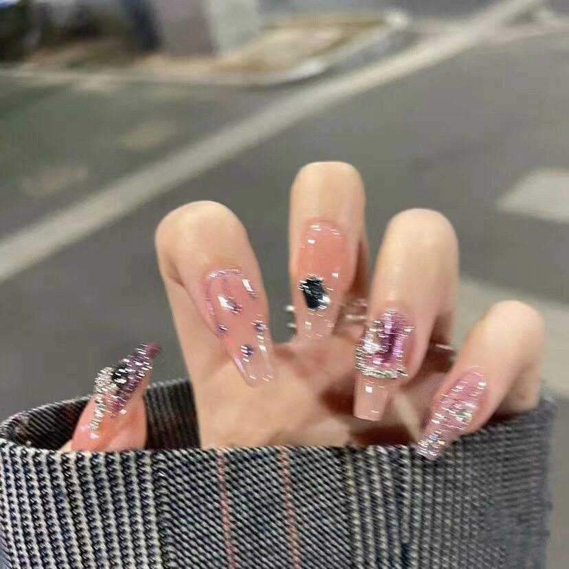 抖音网红同款美甲穿戴式长款爆闪美甲工具