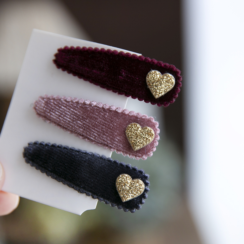 韩国儿童亮片爱心水滴夹小女孩侧边刘海夹bb夹秋冬新款碎发卡头饰