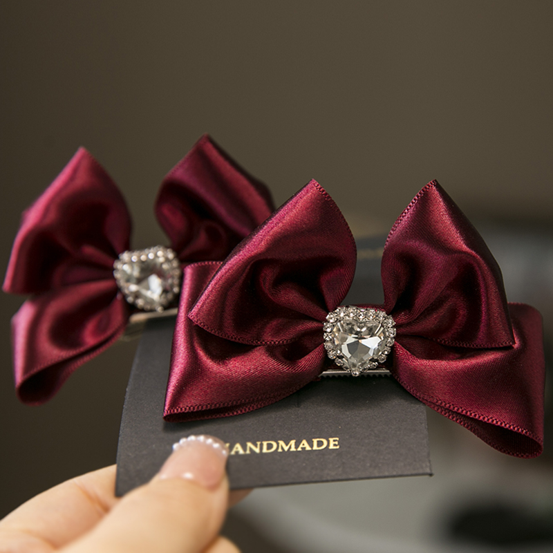 韩国儿童发夹爱心钻蝴蝶结侧边夹