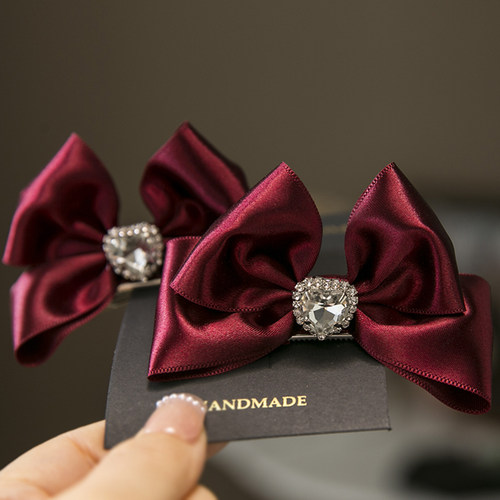 韩国儿童发夹爱心钻蝴蝶结侧边夹