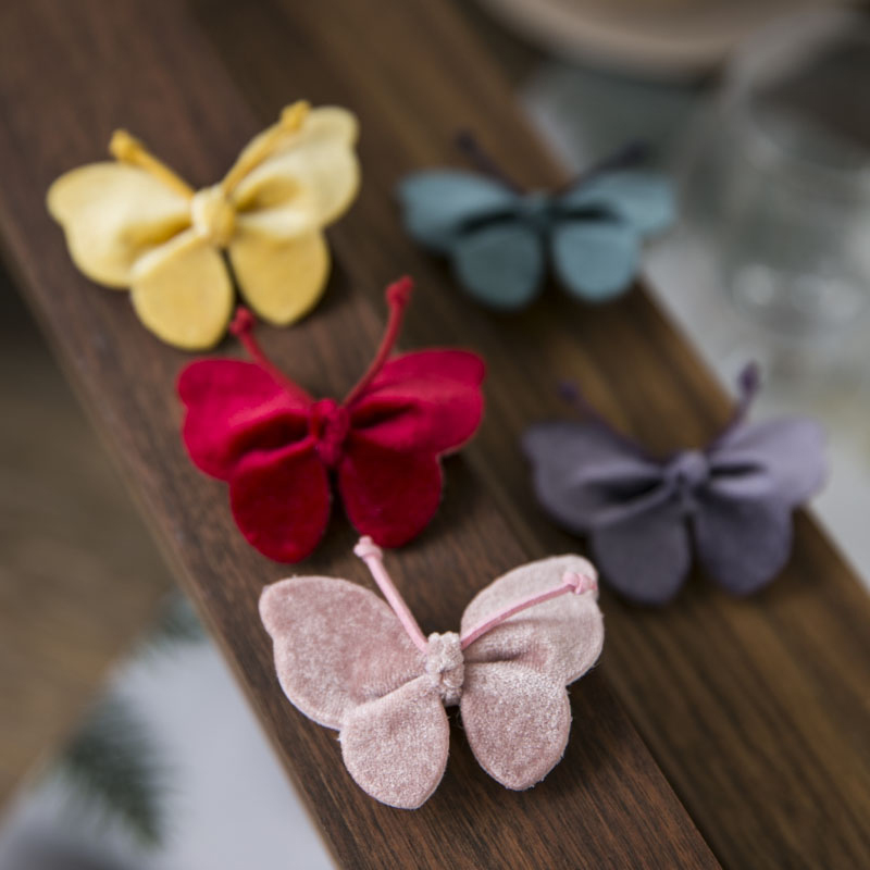 韩版儿童发夹丝绒蝴蝶小压夹