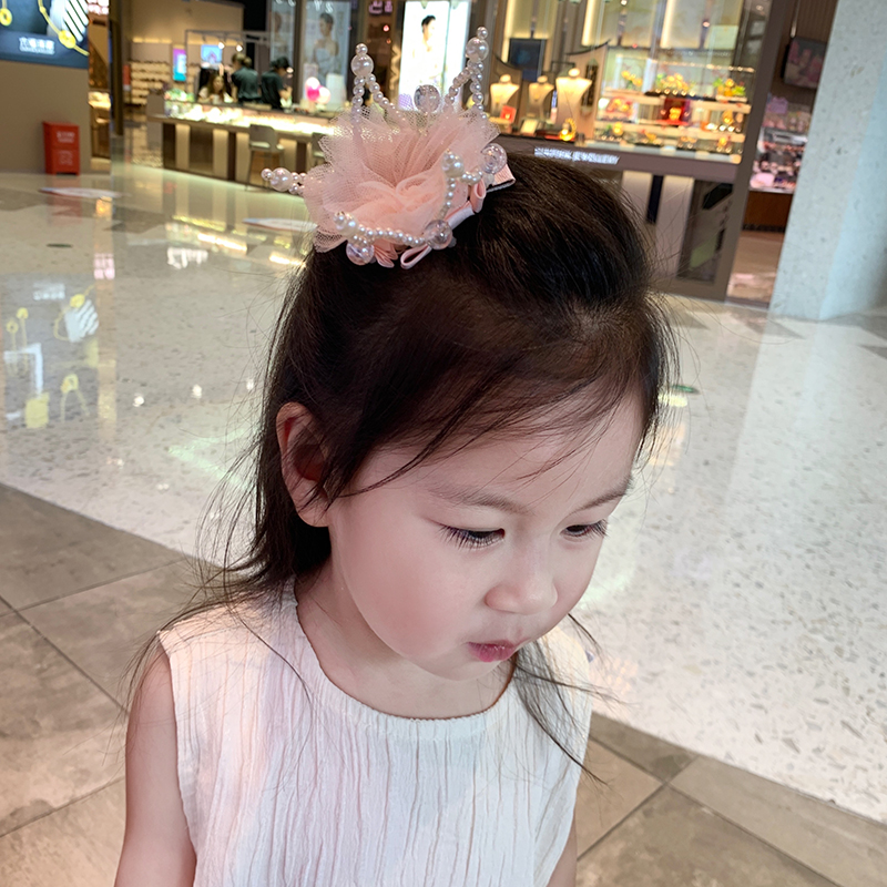 韩国儿童皇冠手工串珠发夹小女孩王冠头饰宝宝边夹女童少女心发卡