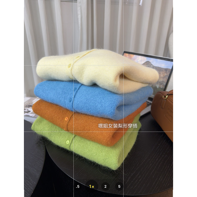【小清新】韩系简约软糯亲肤半高领针织衫女早春新款单排扣毛衣