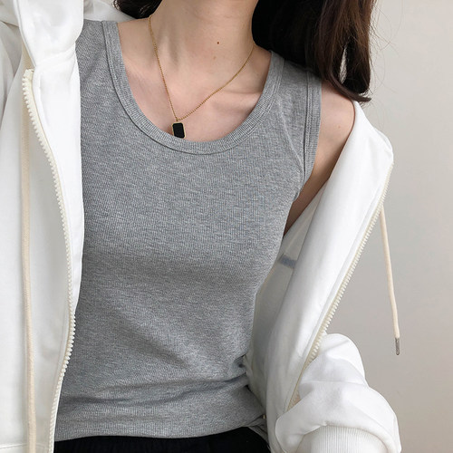基础内搭外穿螺纹吊带背心