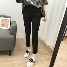 大弹力高腰黑色外穿打底女直筒裤子1