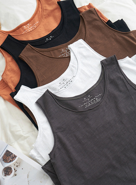 夏季韩版竹节棉宽松中长款打底吊带背心女大码无袖纯色t恤外穿潮