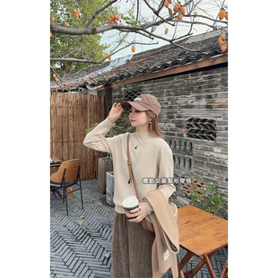 上衣 韩系百搭羊毛无缝一体保暖针织毛衣女加厚内搭长袖 天鹅颈