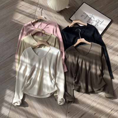 长袖加绒抽褶女不规则