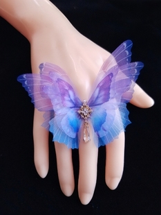 原创薄纱梦幻蝴蝶开口戒指表演森系仙气古风夸张个性指环拍照演出