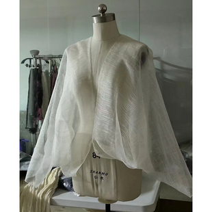 cicidream 白色薄质 透明立体感 蝉翼丝麻罩衫开衫