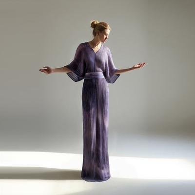 cicidream古希腊鸢尾花紫连衣裙