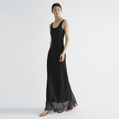 cicidream满幅沙金 连衣裙 背心长款 黑色双层桑蚕丝 修身